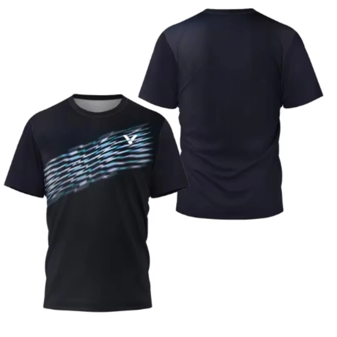 Badminton China - เสื้อยืดแบดมินตันผู้ชายลายเลเซอร์นีออน แบรนด์หรู แขนสั้น ฤดูร้อน รุ่นใหม่ ขายดี