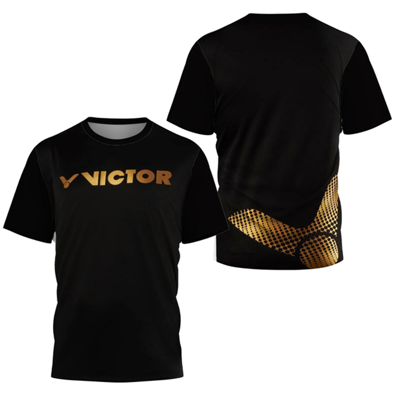 Badminton Asia - เสื้อยืดสำหรับผู้ชายชุดวอร์มลายกีฬาปิงปองแบดมินตันฮาราจูกุไล่ระดับสีเสื้อยืดแห้งเร็วระบายอากาศได้ดีสวมใส่สบายสำหรับฤดูร้อน